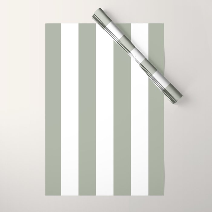 Desert Sage Grey Green Circus Tent Stripe Wrapping Paper Gallery Image 1