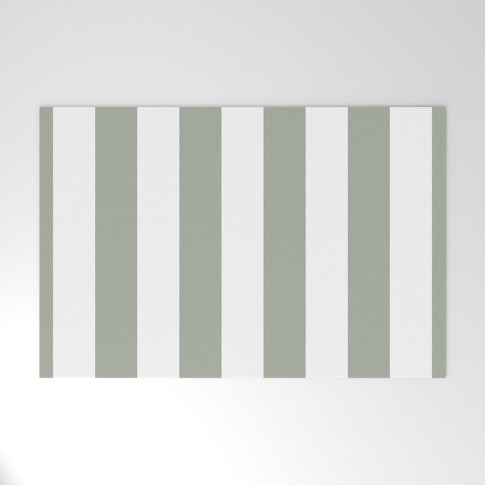 Desert Sage Grey Green Circus Tent Stripe Welcome Mat Gallery Image 1