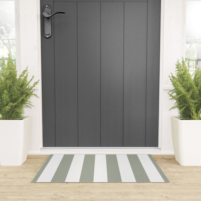 Desert Sage Grey Green Circus Tent Stripe Welcome Mat Gallery Image 3