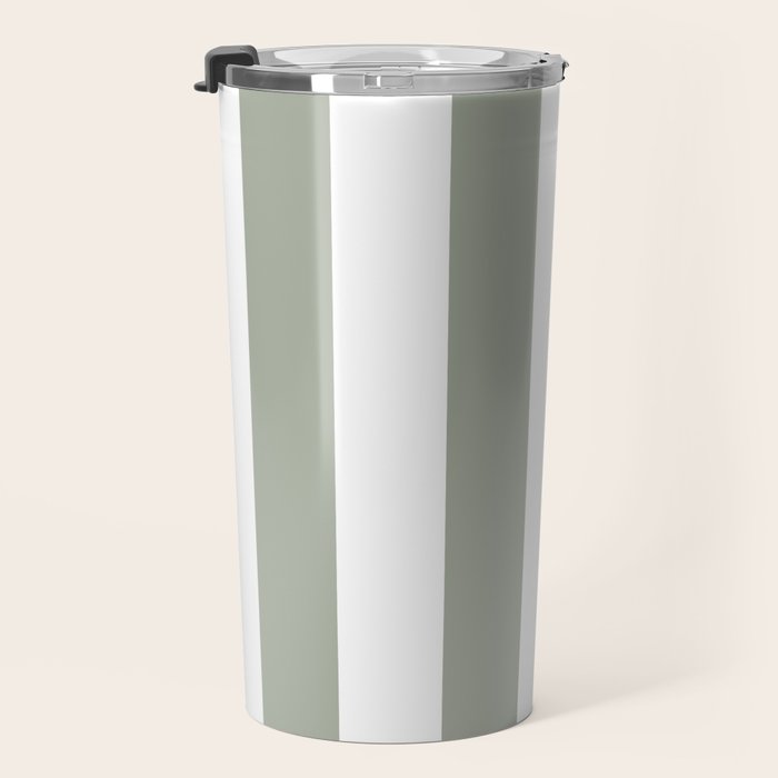 Desert Sage Grey Green Circus Tent Stripe Travel Mug Gallery Image 3