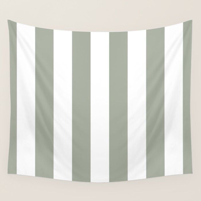 Desert Sage Grey Green Circus Tent Stripe Wall Tapestry Gallery Image 4