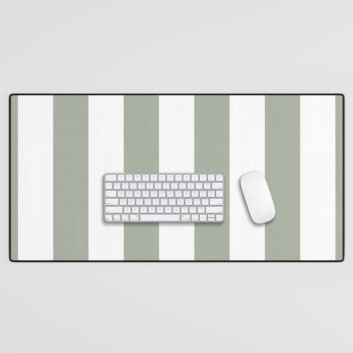 Desert Sage Grey Green Circus Tent Stripe Desk Mat Gallery Image 1