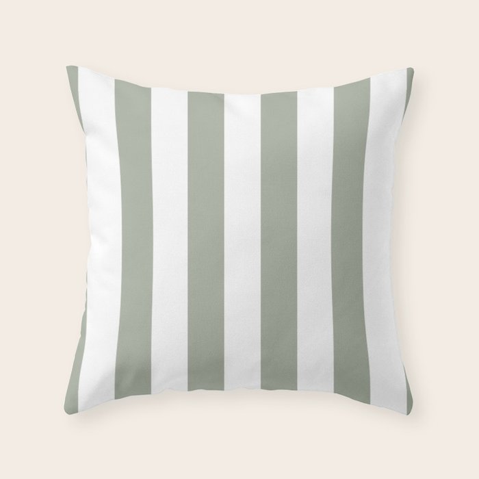 Desert Sage Grey Green Circus Tent Stripe Throw Pillow Gallery Image 1