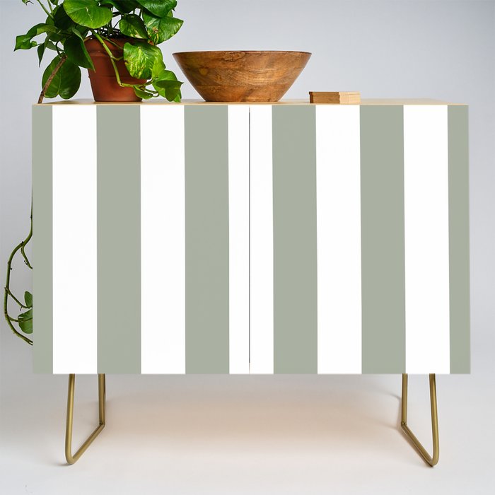 Desert Sage Grey Green Circus Tent Stripe Credenza Gallery Image 1
