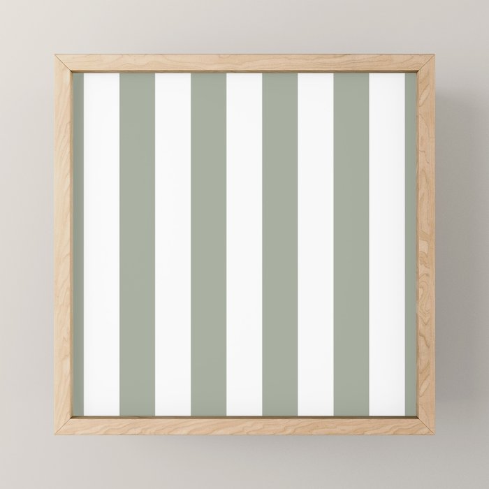 Desert Sage Grey Green Circus Tent Stripe Mini Art Print Gallery Image 1