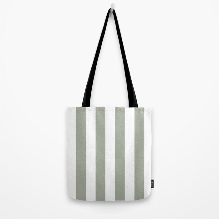 Desert Sage Grey Green Circus Tent Stripe Tote Bag Gallery Image 2
