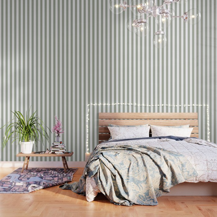 Desert Sage Grey Green Circus Tent Stripe Wallpaper Gallery Image 3