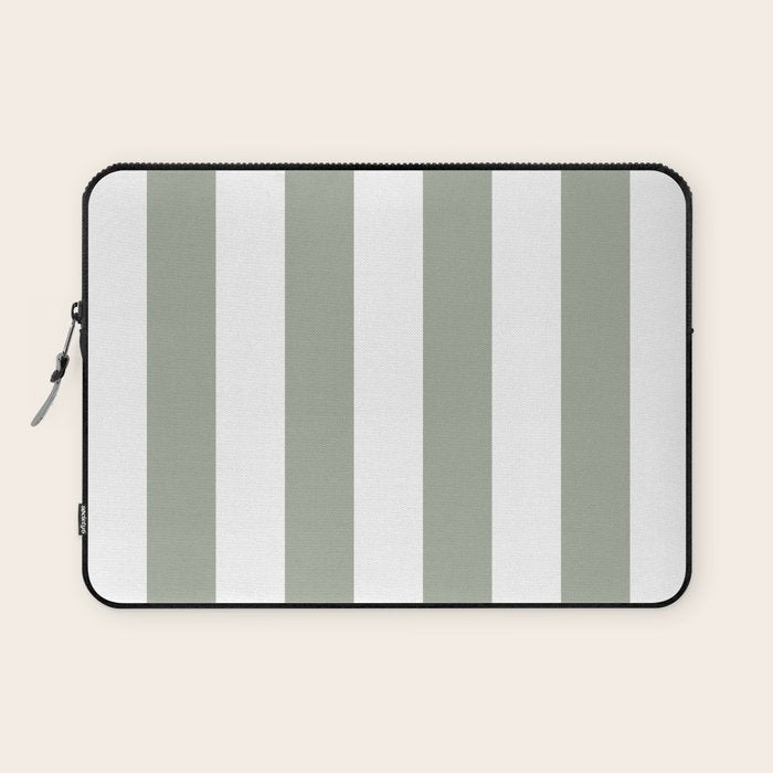 Desert Sage Grey Green Circus Tent Stripe Laptop Sleeve Gallery Image 1