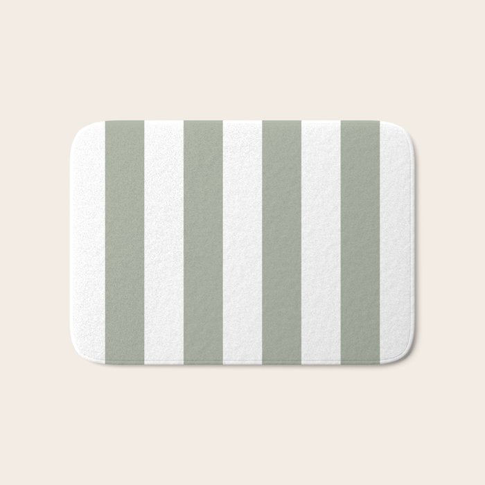 Desert Sage Grey Green Circus Tent Stripe Bath Mat Gallery Image 1