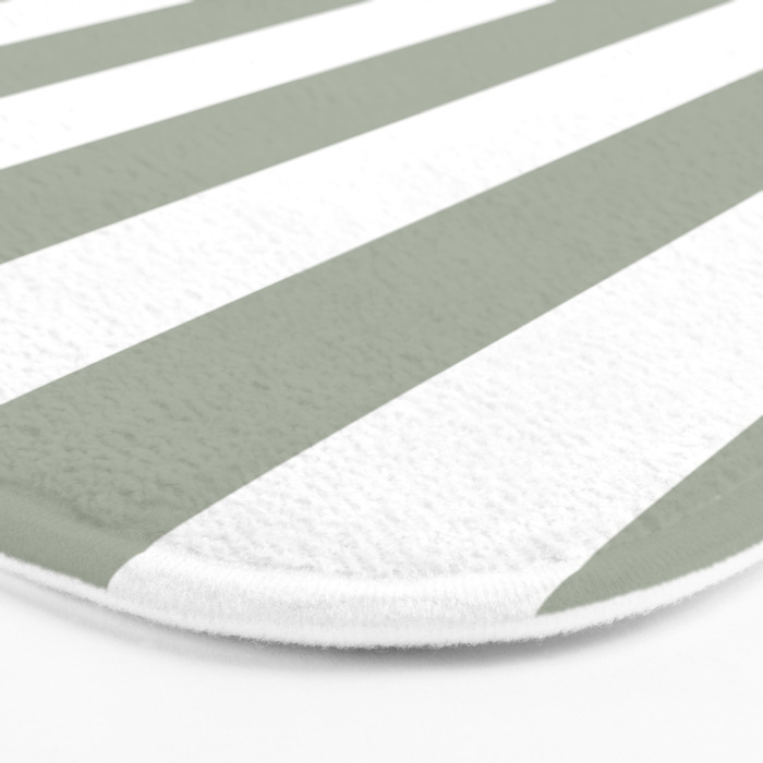 Desert Sage Grey Green Circus Tent Stripe Bath Mat Gallery Image 3