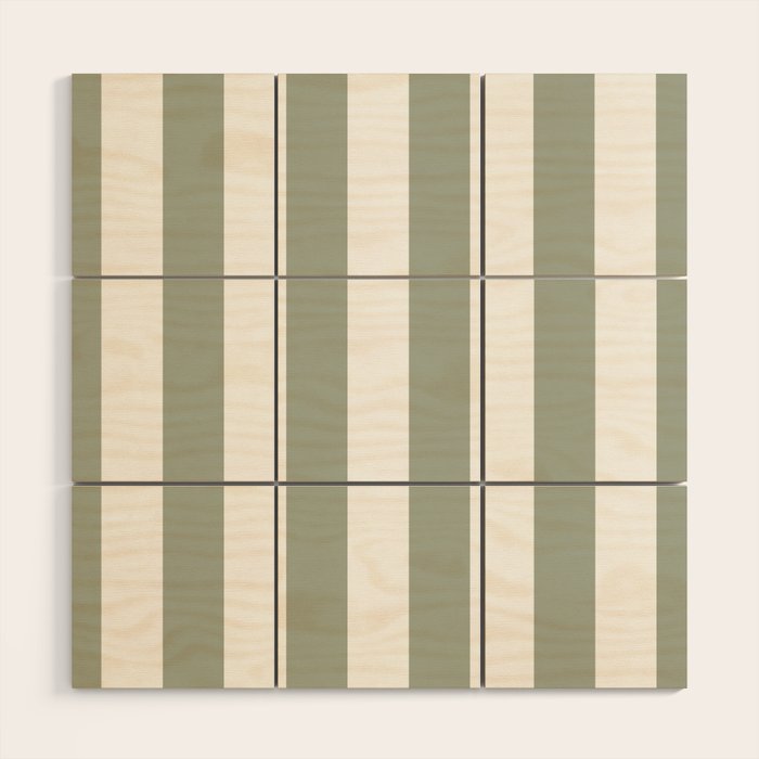 Desert Sage Grey Green Circus Tent Stripe Wood Wall Art Gallery Image 1