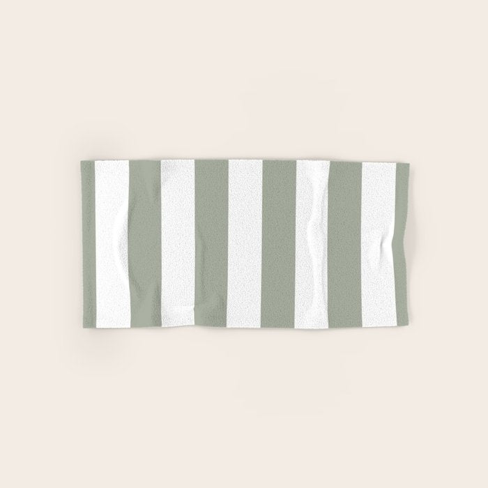 Desert Sage Grey Green Circus Tent Stripe Bath Towel Gallery Image 1