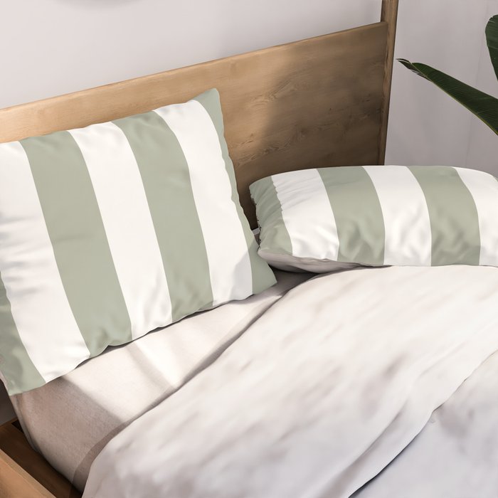 Desert Sage Grey Green Circus Tent Stripe Pillow Sham Gallery Image 2