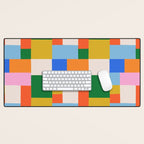 Colorful geometric patchwork mosaic pattern Desk Mat Gallery Image 1