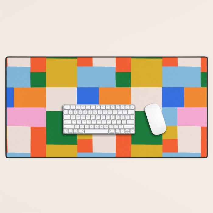 Colorful geometric patchwork mosaic pattern Desk Mat Gallery Image 1