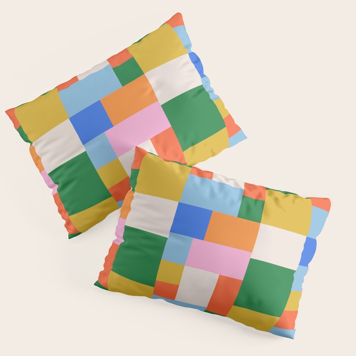 Colorful geometric patchwork mosaic pattern Pillow Sham Gallery Image 3