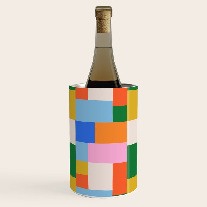 Colorful geometric patchwork mosaic pattern Wine Chiller Gallery Image 1