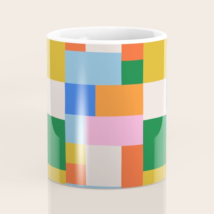 Colorful geometric patchwork mosaic pattern Coffee Mug Gallery Image 4