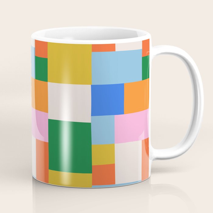 Colorful geometric patchwork mosaic pattern Coffee Mug Gallery Image 1