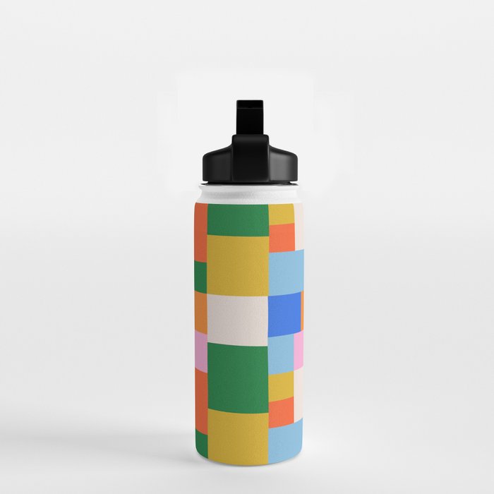 Colorful geometric patchwork mosaic pattern Water Bottle Gallery Image 2