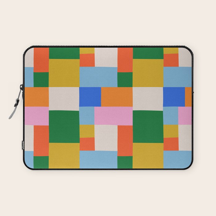 Colorful geometric patchwork mosaic pattern Laptop Sleeve Gallery Image 1