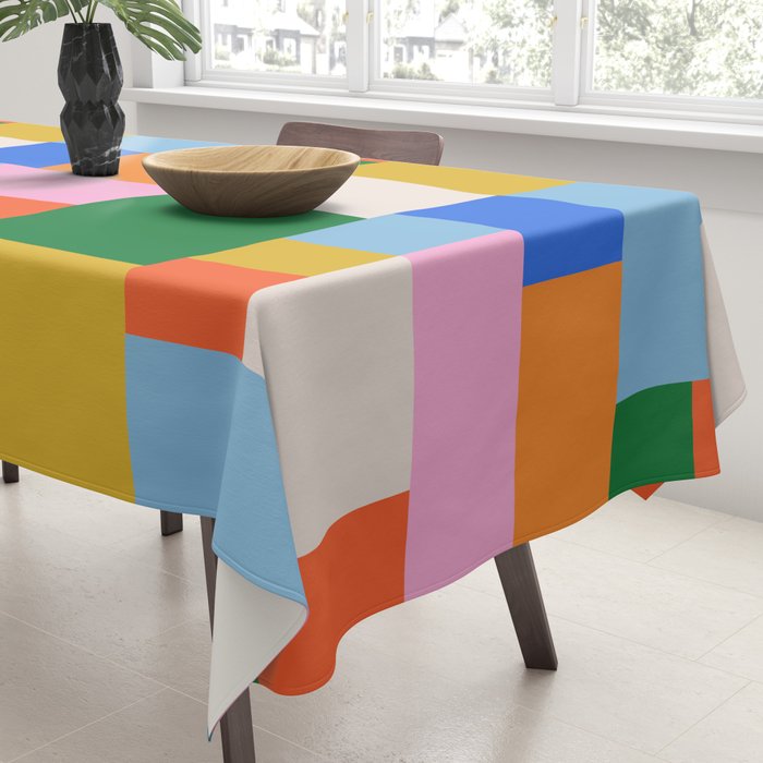 Colorful geometric patchwork mosaic pattern Tablecloth Gallery Image 3