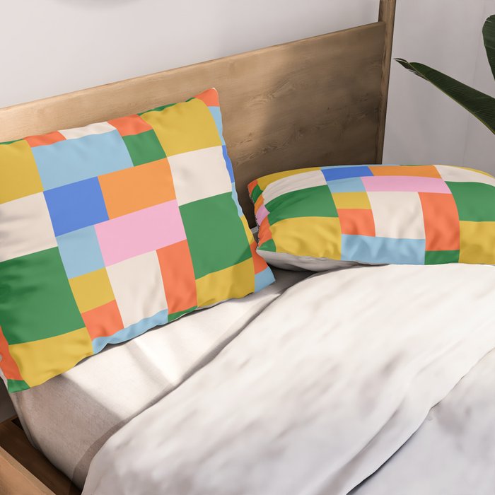 Colorful geometric patchwork mosaic pattern Pillow Sham Gallery Image 2