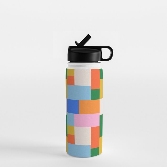Colorful geometric patchwork mosaic pattern Water Bottle Gallery Image 1