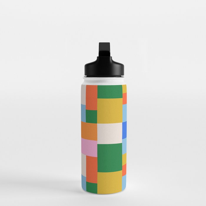Colorful geometric patchwork mosaic pattern Water Bottle Gallery Image 3