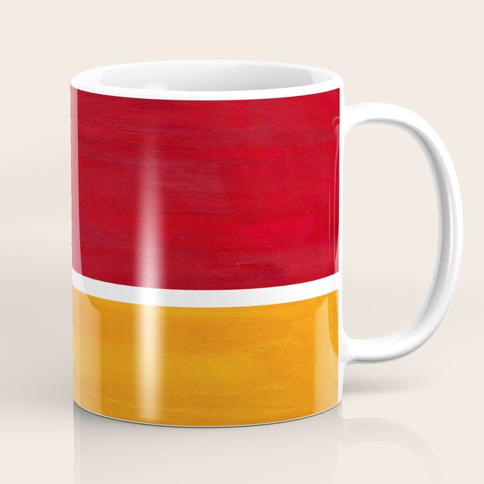 Burnt Red Yellow Ochre Mid Century Modern Abstract Minimalist Rothko Color Field Squares Coffee Mug Gallery Image 1