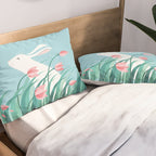 Rabbit Resting, Sky Blue Version Pillow Sham Gallery Image 2
