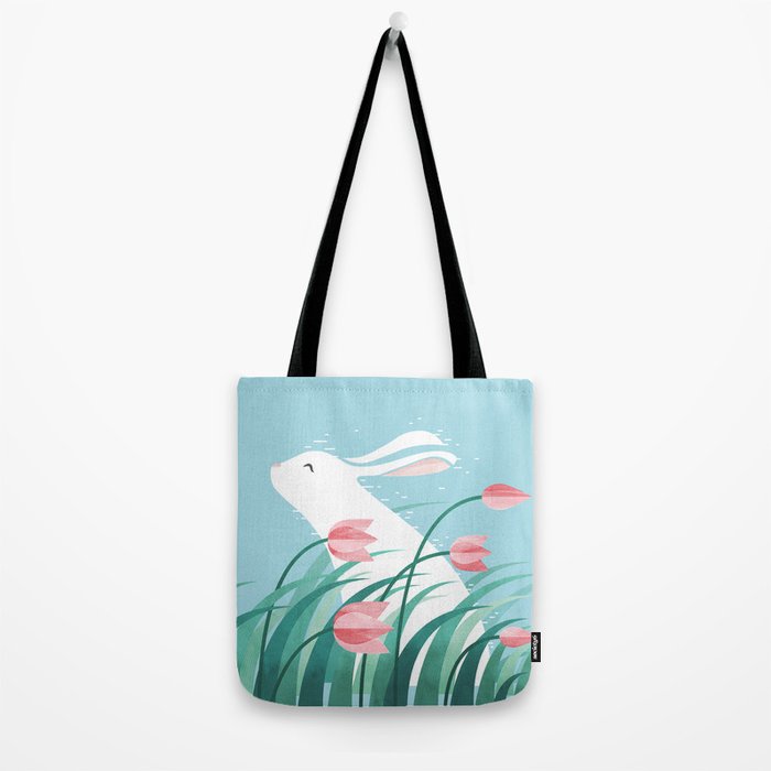 Rabbit Resting, Sky Blue Version Tote Bag Gallery Image 2