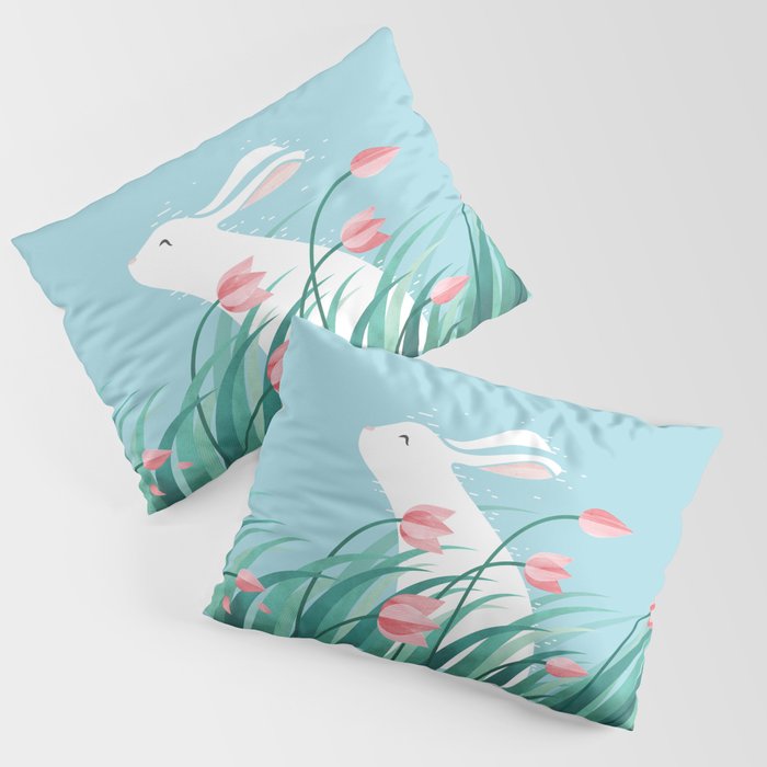 Rabbit Resting, Sky Blue Version Pillow Sham Gallery Image 3