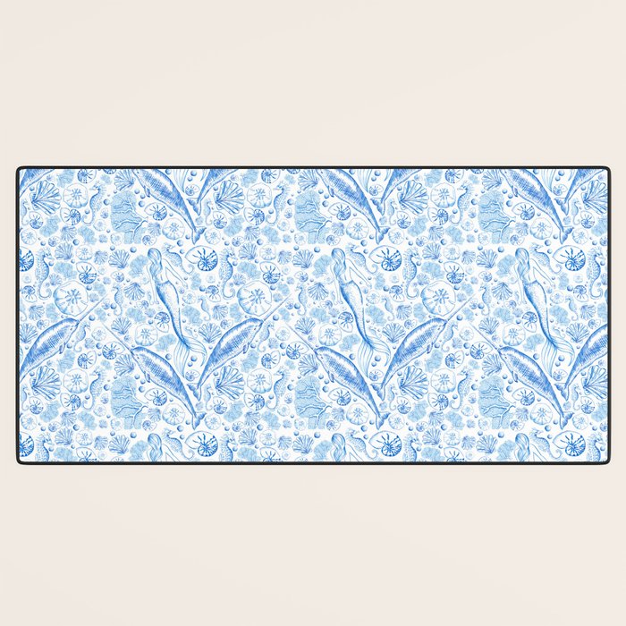 Mermaid Toile - Blue Desk Mat Gallery Image 3