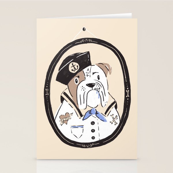 English Bulldog Sailor Illustration Stationery Card Gallery Image 2