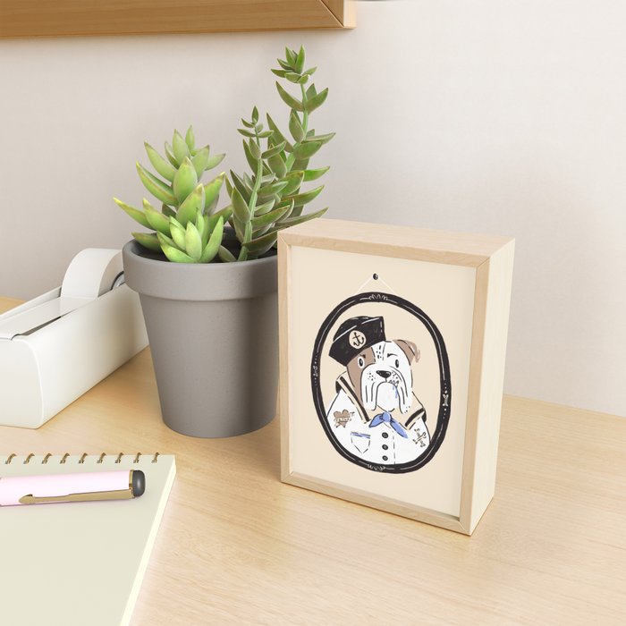 English Bulldog Sailor Illustration Mini Art Print Gallery Image 2