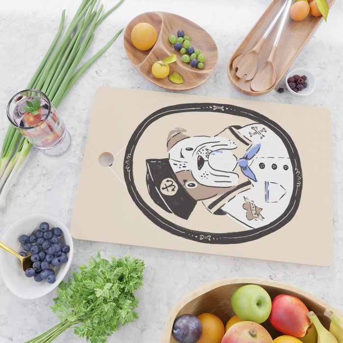 English Bulldog Sailor Illustration Cutting Board Gallery Image 2