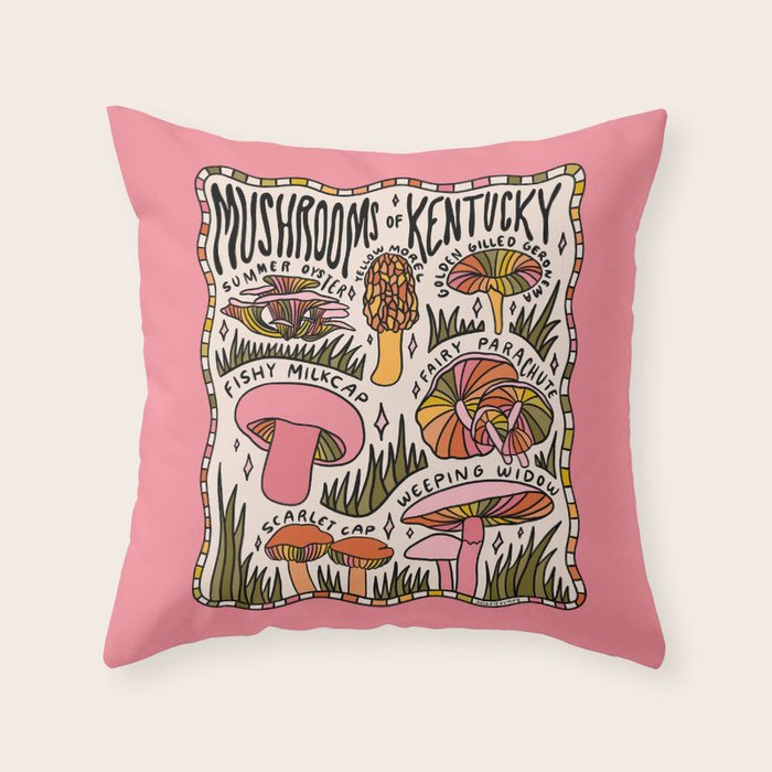 Mushrooms of Kentucky Throw Pillow Gallery Image 6