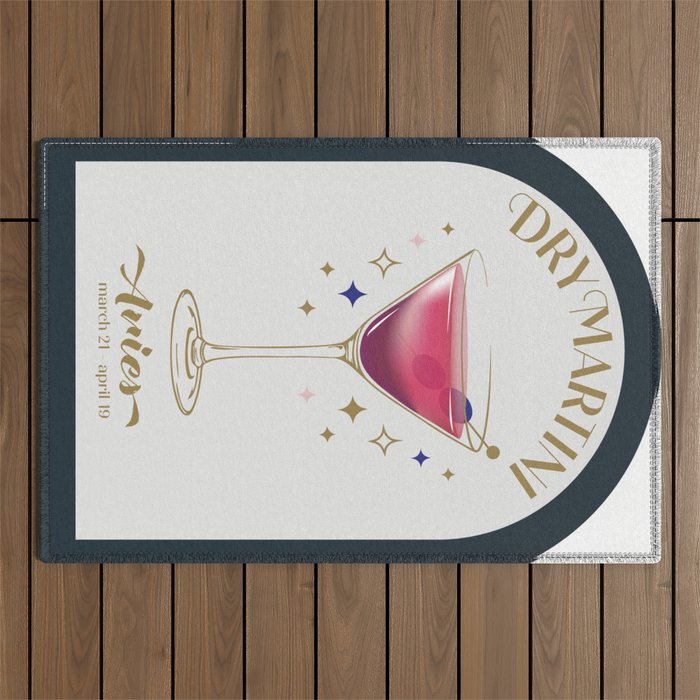 Dry Martini Cocktail Zodiac Sign Outdoor Rug Gallery Image 1