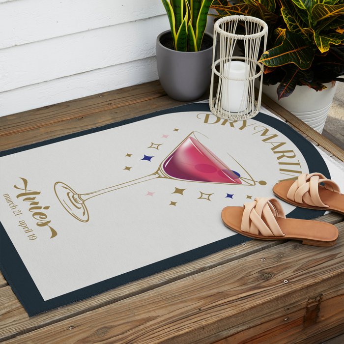 Dry Martini Cocktail Zodiac Sign Outdoor Rug Gallery Image 2