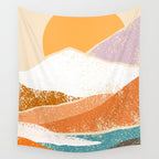 Abstract sunset mountain landscape painting art print Wall Tapestry Gallery Image 4