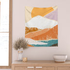 Abstract sunset mountain landscape painting art print Wall Tapestry Gallery Image 2