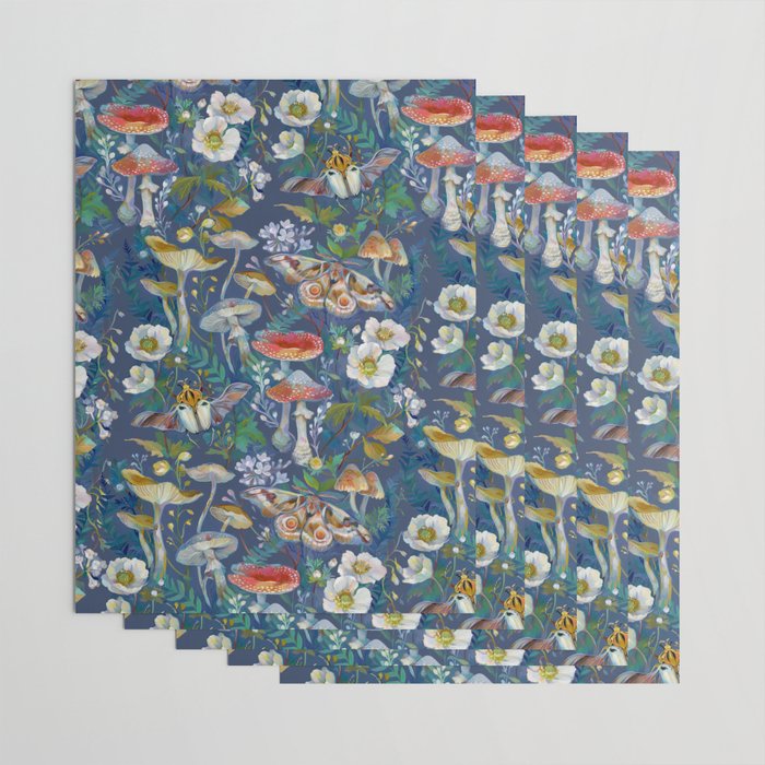 Goliath Beetle Mushroom Garden Wrapping Paper Gallery Image 3