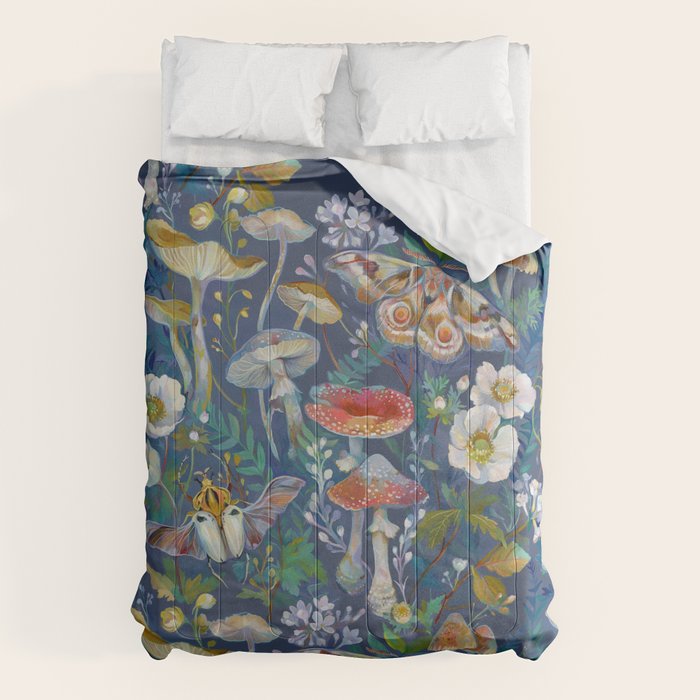 Goliath Beetle Mushroom Garden Comforter Gallery Image 1