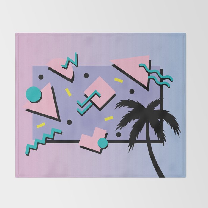 Memphis Pattern 25 - Miami Vice / 80s Retro / Palm Tree Throw Blanket Gallery Image 2