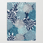 Garden Florals, Navy, Blue, Teal Poster Gallery Image 4