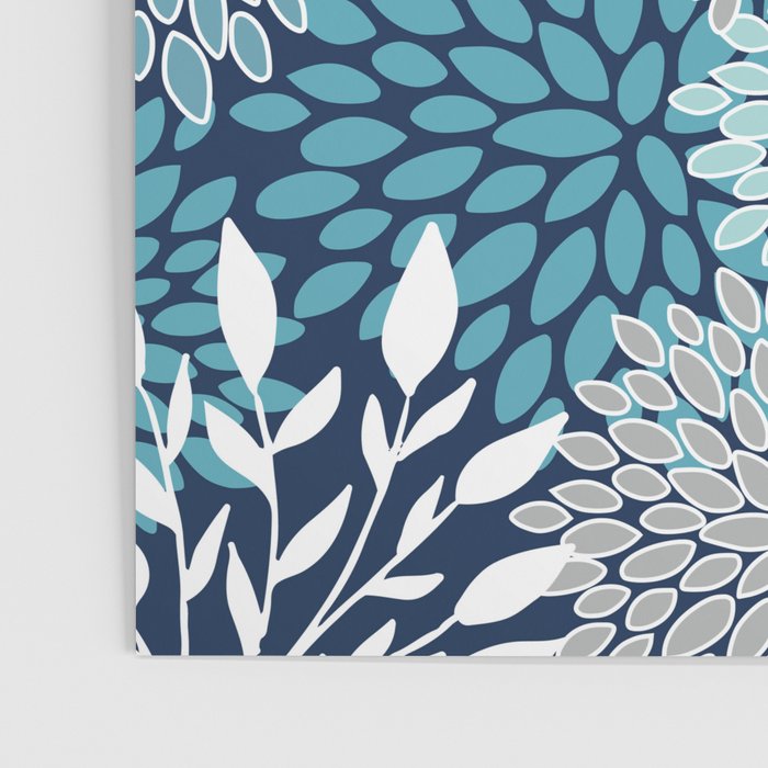 Garden Florals, Navy, Blue, Teal Poster Gallery Image 3