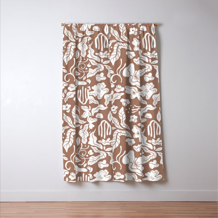 Flora, Inspired by PANTONE 17 1230 Mocha Mousse Window Curtain Gallery Image 3