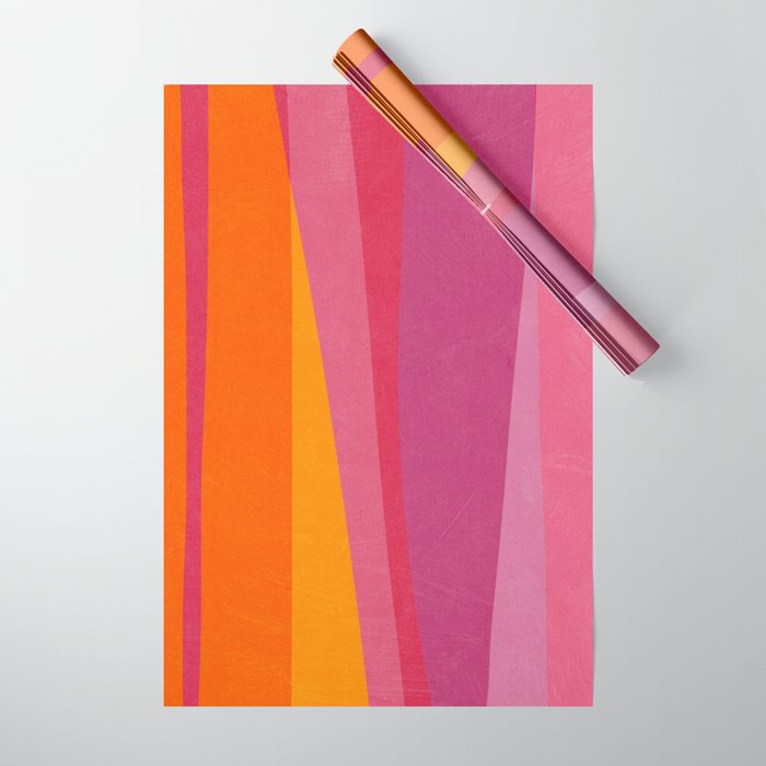 Pink Orange Bright Vibrant Modern Artwork Wrapping Paper Gallery Image 1
