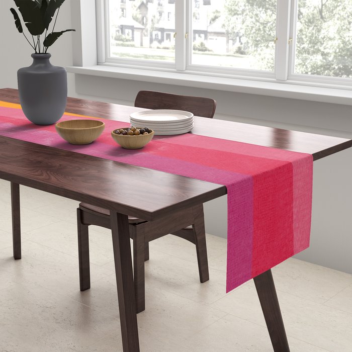 Pink Orange Bright Vibrant Modern Artwork Table Runner Gallery Image 2